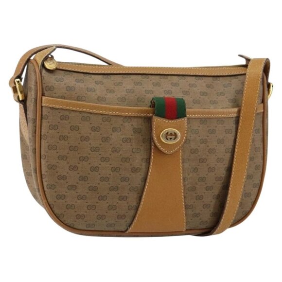 GUCCI Micro GG Supreme Web Sherry Line Bag PVC Beige Gold - Picture 1 of 15